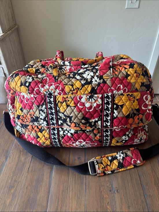 Vera Bradley Handbags - Quilted Floral Weekend Duffel Bag in Red & Mustard